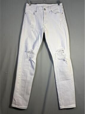 Rue21 Premium Supreme Flex White Distressed Skinny Jeans Womens 28x29